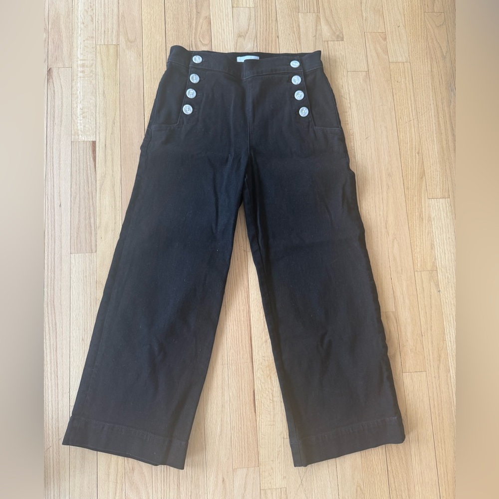 LOFT black wide leg cropped pants